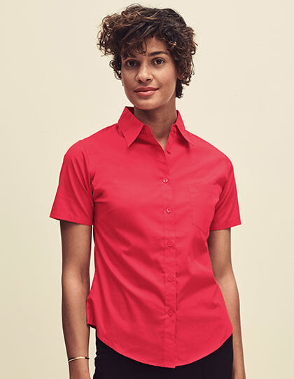 Ladies&acute; Short Sleeve Poplin Shirt, Fruit of the Loom 65-014-0 // F703