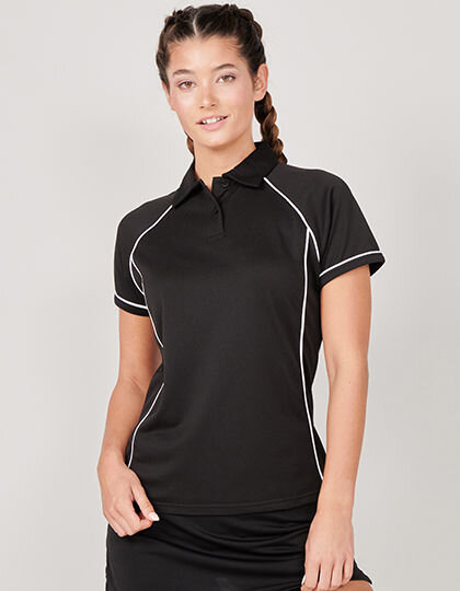 Ladies&acute; Piped Performance Polo, Finden+Hales LV371 // FH371
