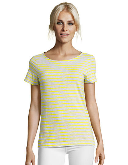 Women&acute;s Round Neck Striped T-Shirt Miles, SOL&acute;S 01399 // L01399