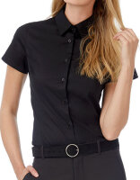 Women&acute;s Poplin Shirt Black Tie Short Sleeve,...