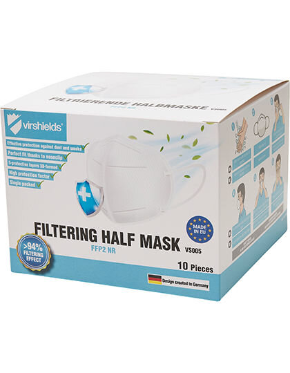 Filtering Half Mask FFP2 NR (Pack of 10), Virshields VS005+VS040+VS102-VS105 // VS005