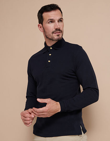 Long Sleeved Cotton Piqu&eacute; Polo Shirt, Henbury H105 // W105