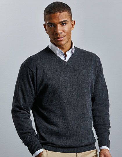 Men&acute;s V-Neck Knitted Pullover, Russell Collection R-710M-0 // Z710