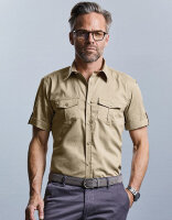 Men&acute;s Roll Short Sleeve Fitted Twill Shirt, Russell...