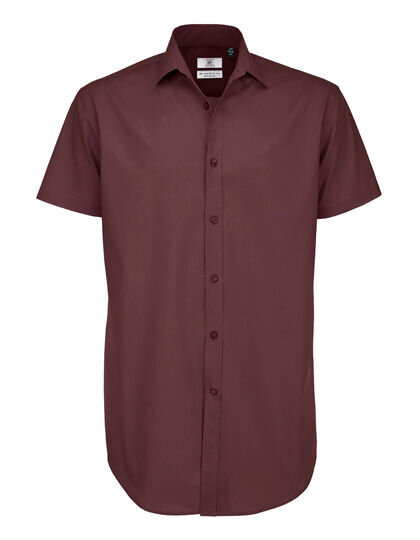 Men&acute;s Poplin Shirt Black Tie Short Sleeve, B&amp;C SMP22 // BCSMP22