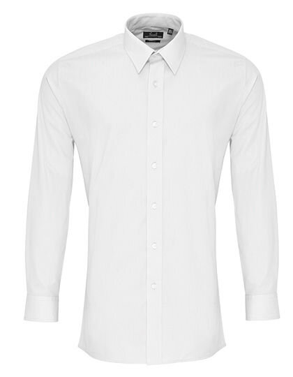 Men&acute;s Long Sleeve Fitted Poplin Shirt, Premier Workwear PR204 // PW204