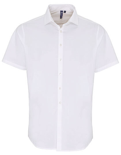 Men&acute;s Stretch Fit Poplin Short Sleeve Cotton Shirt, Premier Workwear PR246 // PW246