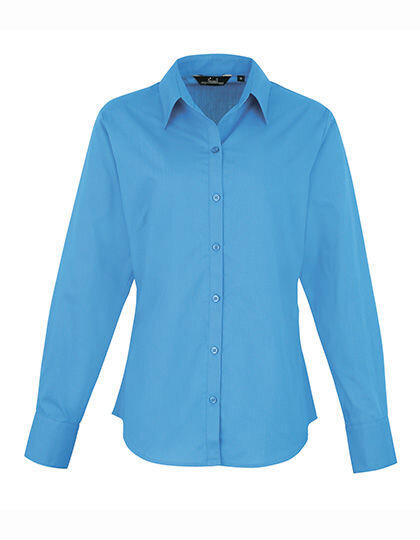 Women&acute;s Poplin Long Sleeve Blouse, Premier Workwear PR300 // PW300