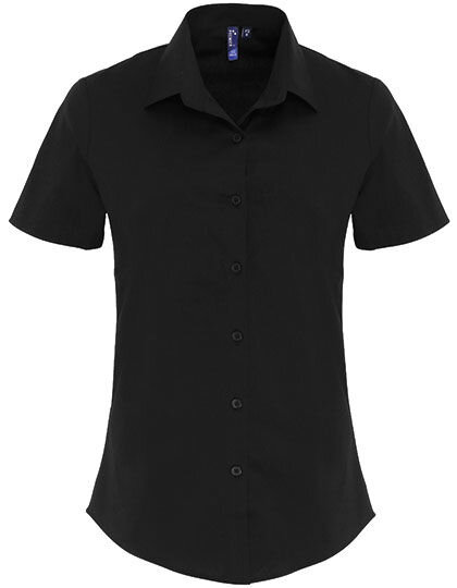 Women&acute;s Stretch Fit Poplin Short Sleeve Cotton Shirt, Premier Workwear PR346 // PW346