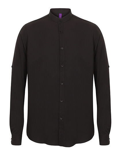 Men&acute;s Mandarin Shirt Roll Tab Sleeve, Henbury H592 // W592