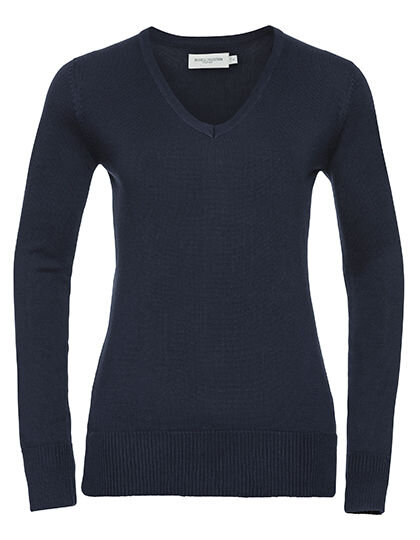 Ladies&acute; V-Neck Knitted Pullover, Russell Collection R-710F-0 // Z710F