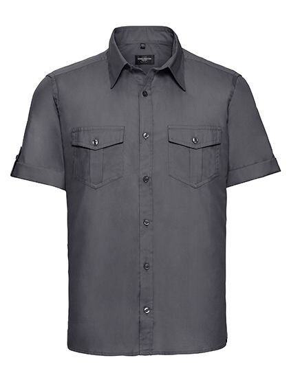 Men&acute;s Roll Short Sleeve Fitted Twill Shirt, Russell Collection R-919M-0 // Z919