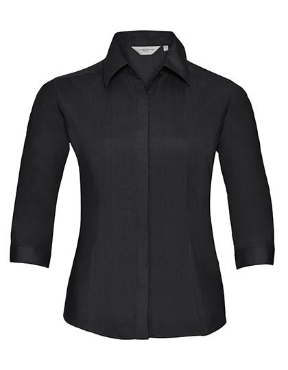Ladies&acute; 3/4 Sleeve&nbsp;Fitted Polycotton Poplin Shirt, Russell Collection R-926F-0 // Z926F