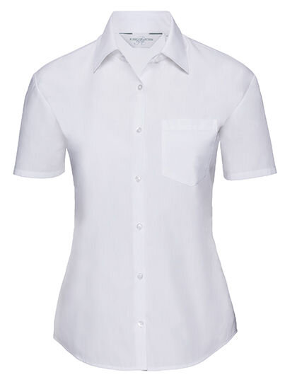 Ladies&acute; Short Sleeve Classic Polycotton Poplin Shirt, Russell Collection R-935F-0 // Z935F