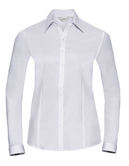Ladies&acute; Long Sleeve Tailored Herringbone Shirt, Russell Collection R-962F-0 // Z962F
