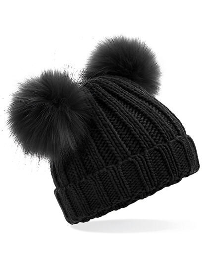 Infant Faux Fur Double Pom Pom Beanie, Beechfield B414a // CB414A